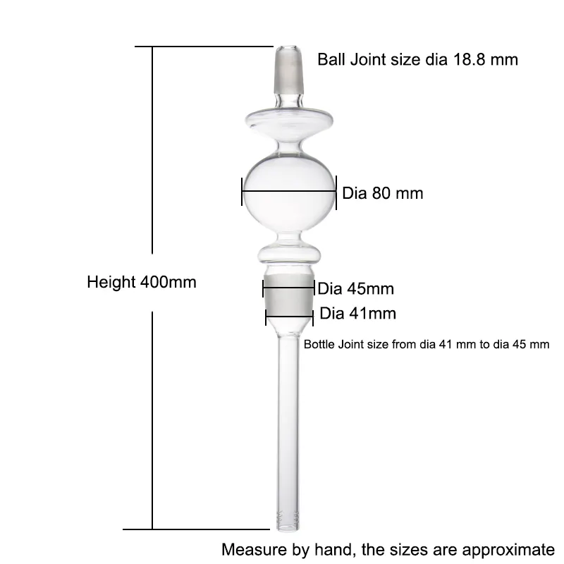 Adaptador de vidro de alta qualidade, 45mm, sem chumbo, haste de vidro para baixo para arte led, narguilé, atacado, ciêncio, adaptador de tubo de vidro