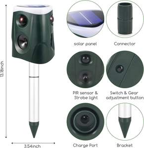 <span class=keywords><strong>Répulsif</strong></span> Solaire Ultrasonique 360 Degrés SAIJZEK en Gros pour Animaux : Oiseaux, Chiens, Chats, Singes, Cerfs, Souris - Product Image 4