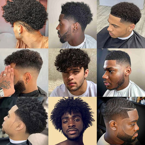 Postiche Afro Crépus Bouclé de 4mm pour <span class=keywords><strong>Homme</strong></span>, Cheveux Humains Noirs 100%, Q6, Base de Remplacement, Perruque Afro-Américaine, Unité de Cheveux pour <span class=keywords><strong>Homme</strong></span> - Product Image 5