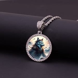 Pendentif cadre photo DIY 35 mm Hip <span class=keywords><strong>Hop</strong></span> Iced Out <span class=keywords><strong>en</strong></span> laiton plaqué or, collier personnalisé avec photo, breloques de rappeur par sublimation, bijoux souvenir - Product Image 5
