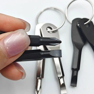 Porte-clés multi-outils en alliage de zinc, jeu de tournevis EDC, étanche, pour le tourisme, la randonnée, les voyages, outil de poche pour l'extérieur, argent, noir - Product Image 3