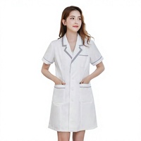Uniforme de salon de beauté pour femmes, haut de gamme, printemps/automne, manches courtes, blanche, esthétique, tatouage, bien-être, logo brodé gratuit