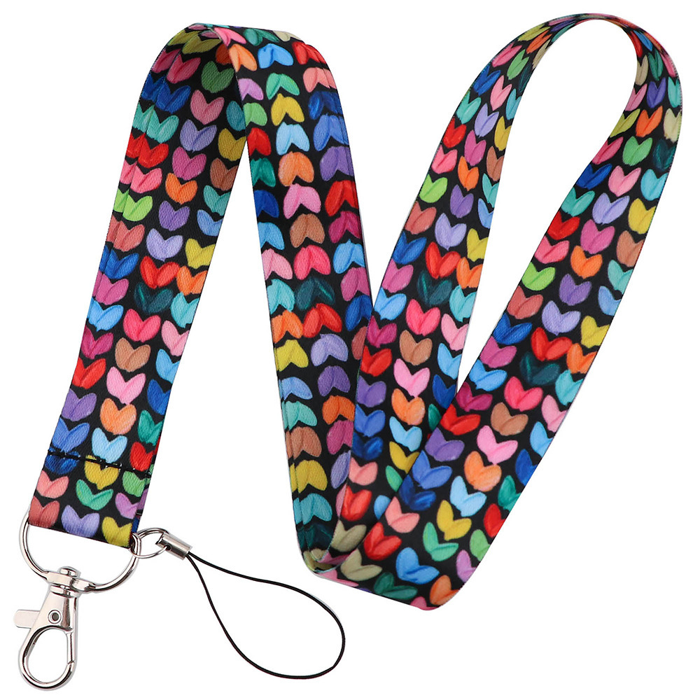 Fashion Heart Shape Design Lanyards Wholesale Promotional Gifts Phone Neck Satin Lanyards Custom Portable ID Card Holder Lanyard Image 4