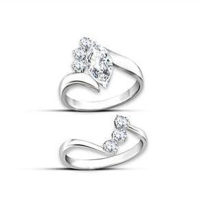 Conjunto de Anillos de Pareja con Circonita Marquise para Mujer, Joyería Elegante a la Moda para Bodas - Product Image 4