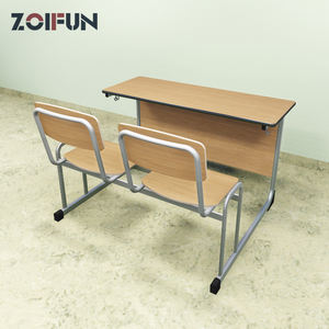 Escritorio Escolar Doble Desmontable de Madera Comercial con Silla y Mesa de Acero para Dos Estudiantes, Precio al por Mayor - Product Image 4