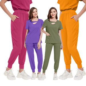 Traje médico personalizado con logotipo para mujer, top de manga corta para correr, conjuntos de uniformes blancos, uniforme médico de diseñador al por mayor - Product Image 5