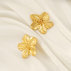 Zogxin Gold Flower <b>Stud</b> Earrings 18K <b>Titanium</b> Steel Party Jewelry - Product Image 2