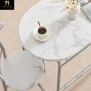 Moderno Juego de Mesa de Comedor Redonda de Estilo Rústico Blanco para 4 Personas, Mesa de Comedor Pequeña Elegante de Estilo Nórdico para Interiores - Product Image 6