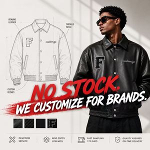 Giacca Varsity in Vera Pelle di Vacchetta Nera di Alta Qualità Personalizzata per Uomo, Stile Alla Moda con Lettere Ricamate - Product Image 1
