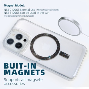 Étui transparent antichoc en TPU et PC pour iPhone 14 15 Pro, étui de téléphone magnétique scintillant antichoc avec étui pour 12 Pro Max - Product Image 3