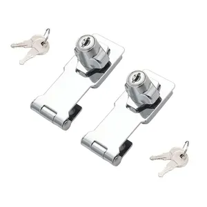 Hasp Locks Twist Knob Keyed Locking Hasp for Small Doors Cabinets and More,Stainless Steel Steel Chrome Plated Hasp Lock Catch