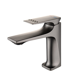 Robinet de lavabo moderne à trou unique en céramique gris anthracite, mitigeur de luxe chaud/froid à poser VL-0237 - Product Image 5
