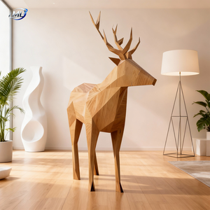 Sculpture de cerf en bois massif abstrait moderne sur mesure, décoration de jardin, art populaire, durable - Product Image 2