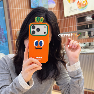 Coque de téléphone portable en silicone 3D mignonne motif carotte orange pour iPhone 17 Air 16 15 14 13 Pro Max, coque arrière souple en caoutchouc motif dessin animé souriant style ins - Product Image 5