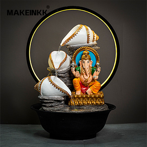 Ấn Độ Tôn Giáo bức tượng 3D chữ thập Hindu vị thần nghệ thuật vẽ tay nhựa Ganesha đài phun nước chảy dẫn ánh sáng đồ trang trí cho - Product Image 3