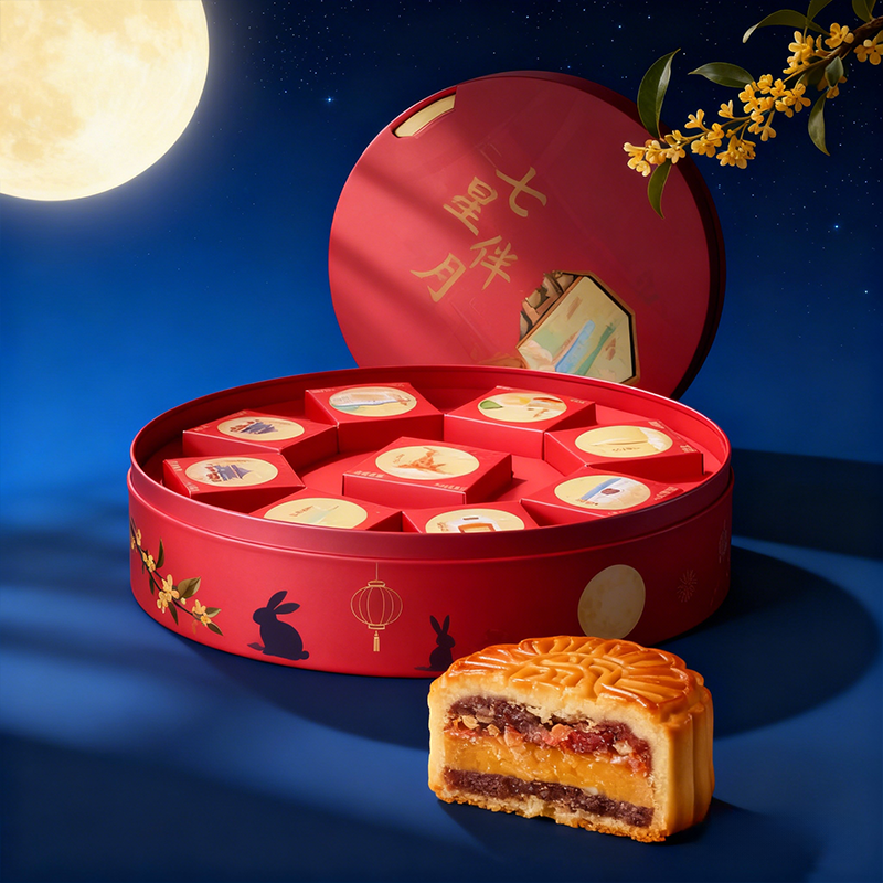 Custom Luxury Printing Creative Design Patterns Food Display Packaging MoonCake Competitive Price Dessert Single Paper Box