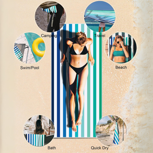 Grande serviette de plage en microfibre imprimée personnalisable antimicrobienne à séchage rapide pour adultes pour le camping Serviette de plage recyclée - Product Image 2