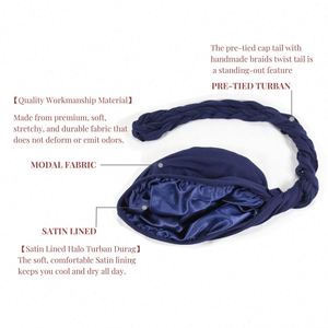Gorro turbante de seda pre-atado con trenza para mujer, gorro para quimioterapia, pañuelo para la cabeza, regalo - Product Image 4
