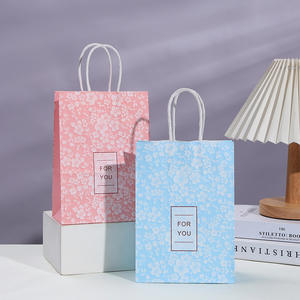 Fond carré tridimensionnel imprimé petit cadeau floral papier Kraft Portable cadeau bijoux sac à provisions commandes personnalisées en gros - Product Image 6