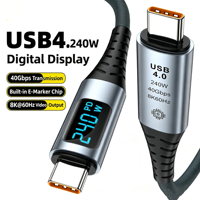 Câble USB4 Type-C TUTI/OEM 240W 5A à charge rapide, transfert de données 40 Gbit/s, prise en charge 8K60Hz, affichage numérique (Nylon tressé, Zinc)