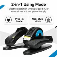 Mini-elliptique électrique 10 vitesses, modes automatiques, contrôle tactile, 2-en-1, branchement et utilisation manuelle, appareil d'exercice des jambes à domicile sous le bureau