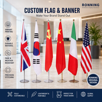 Drapeaux de bureau sur pied personnalisés de grande taille pour intérieur, impression recto-verso de haute qualité, 2m 3m de hauteur, avec logo imprimé