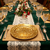 Assiettes de Présentation Dorées en Plastique PP 33cm avec Motif Flocon de Neige Festif pour Décorations de Table de Noël