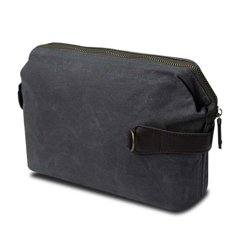 Estuche de kit dopp de afeitar impermeable de cuero de lona personalizado, neceser de viaje para hombre