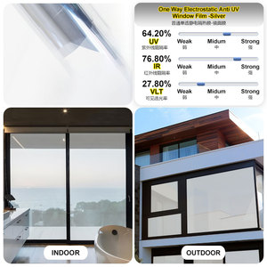 Película de Vinilo <span class=keywords><strong>para</strong></span> <span class=keywords><strong>Ventanas</strong></span> con Efecto <span class=keywords><strong>Espejo</strong></span> Unidireccional Plateado, Control de Calor, Protección UV e Impermeable <span class=keywords><strong>para</strong></span> Edificios - Product Image 1
