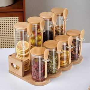 Frasco Redondo de Vidrio Sellado con Cuchara para Almacenar Granos de Cocina, Recipiente Transparente para Guardar Té - Product Image 3