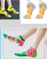 Chaussettes courtes respirantes tendance pour femmes, chaussettes amusantes en tricot à motifs de fruits, pour un usage quotidien
