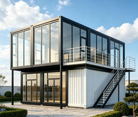 Maison conteneur modulaire, transport facile, structure préfabriquée en kit, design moderne pour petit atelier ou salon.
