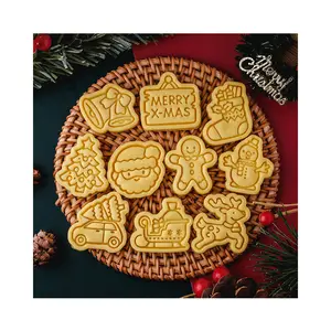 크리스마스 산타 클로스 크리스마스 트리 쿠키 커터 플라스틱 커터 비스킷 금형 퐁당 절단 금형 베이킹 도구