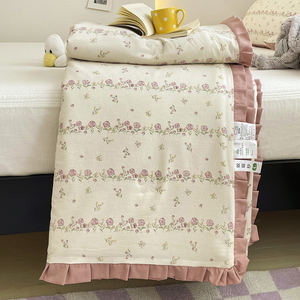 Bộ chăn ga gối đệm mùa hè chất liệu microfiber cao cấp, họa tiết hoa, mát mẻ, dành cho giường đơn, giường đôi, giường queen, kèm khăn tắm - Product Image 3