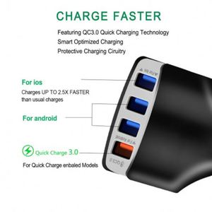 4-Port USB QC3.0 Fast Charging Car Charger with <b>PC</b> Material Universal for and Mobile Phones - Product Image 2