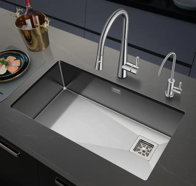 Basit tasarım doğrudan satış paslanmaz çelik tek mutfak evyesi modern mutfak akıllı lavabo