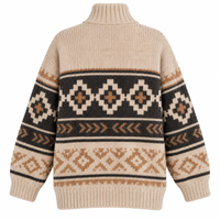 Cardigan en tricot personnalisé pour homme, pull jacquard nordique boutonné, pull épais, fabrication de vêtements en tricot en gros sous marque privée