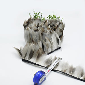 Accesorios de ropa de encaje con borde de tela de plumas naturales al por mayor patrón teñido con Emu <span class=keywords><strong>pollo</strong></span> pato verde puntas plateadas Borde de caña - Product Image 4