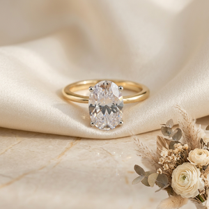 Vintage Oval Cut Natural Moissanite Solitaire Engagement Wedding <b>Ring</b> Luxury Premium IGI Certified <b>24K</b> <b>Gold</b> Plated Silver - Product Image 4
