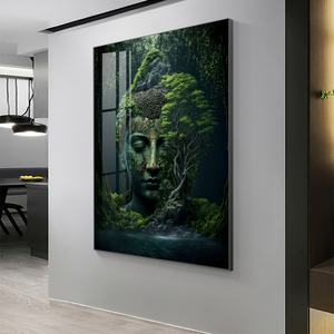 Statue de Bouddha Shakyamuni personnalisée et créative, impression HD sur porcelaine cristalline, art mural LED - Product Image 5