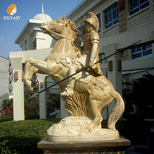 MILY storico maniero esterno cortile decorazione grande marmo bianco guerriero sulla scultura a cavallo per la vendita - Product Image 3