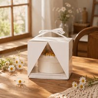 Boîte à gâteau portable transparente avec bandoulière, boîte à gâteau pliable jetable, emballage alimentaire de qualité alimentaire
