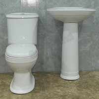 Ensemble WC et lavabo sur pied pour salle de bain, design rond, deux pièces
