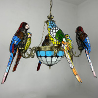 Lustre en verre teinté rétro APCITL en forme de perroquet, idéal pour villa, bar, restaurant, salon – Suspension lumineuse en forme d'oiseau