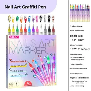 Ensemble de stylos pour nail art en plastique coloré DIY avec plaque à ongles, dessin au trait, pointillage, peinture acrylique, stylo <span class=keywords><strong>liner</strong></span> et colle - Product Image 5