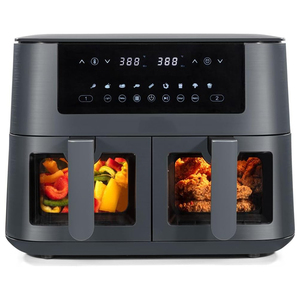 Freidora de Aire Eléctrica de Acero Inoxidable de Gran Capacidad con Cesta de Doble Zona, Pantalla LCD y Control Digital, Freidora Profunda Doméstica de 9-10L - Product Image 1