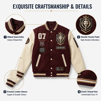 Veste universitaire en cuir PU avec logo personnalisé, veste de baseball unisexe en polyester, veste de baseball de haute qualité avec broderie en chenille