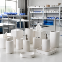 Ensemble d'accessoires de salle de bain en résine personnalisés, 5 pièces, blanc, pour hôtel, décoration de la maison, certifié FSC