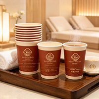 Gobelets en papier jetables épaissis avec impression de logo personnalisé pour la publicité des bains publics, des saunas, des clubs et des boissons chaudes