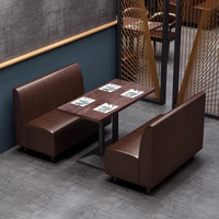 Conjunto de Asientos para Restaurante Comercial, Sofá de Cuero PU para Comedor, Mesa y Sillas con Estructura Metálica para Cafetería, Bistro, Bar